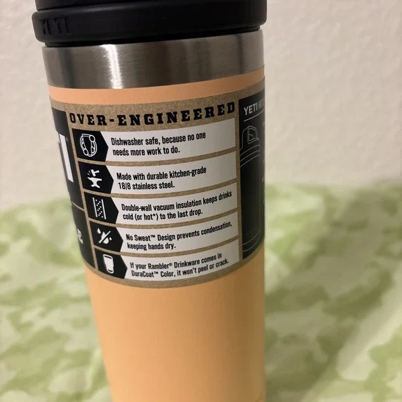 YETI Rambler 18 oz Bottle Stainless Steel with Chug Cap, Lowcountry Peach NWT - Picture 4 of 11